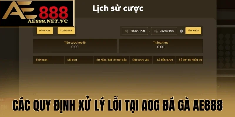 Các quy định xử lý lỗi tại AOG đá gà AE888