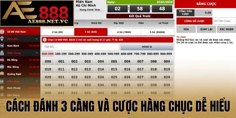 Cách đánh 3 càng và cược theo hàng chục dễ hiểu