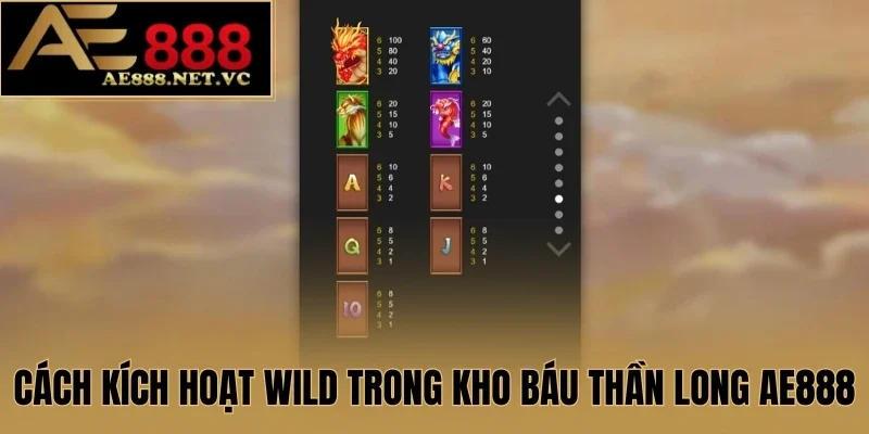 Cách kích hoạt Wild trong Kho Báu Thần Long AE888
