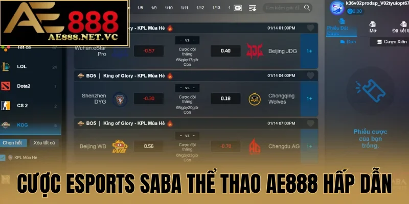 Cược Esports SABA thể thao AE888 hấp dẫn