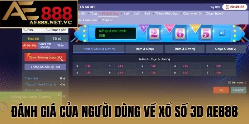 Đánh giá của người dùng về xổ số 3D AE888