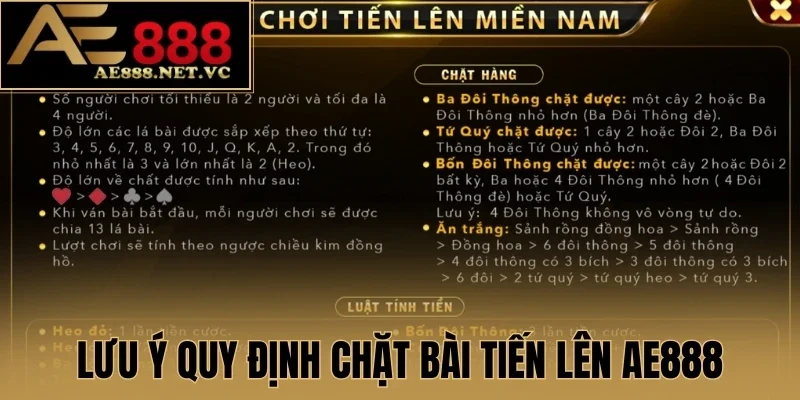 Lưu ý quy định chặt bài tiến lên AE888