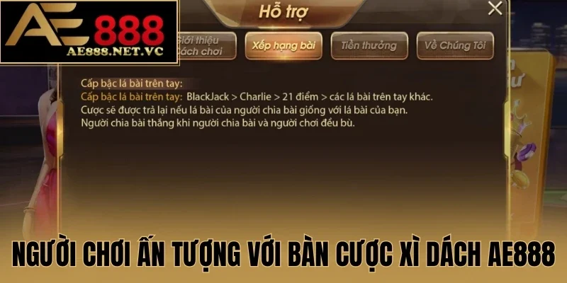 Người chơi ấn tượng với bàn cược Xì Dách AE888