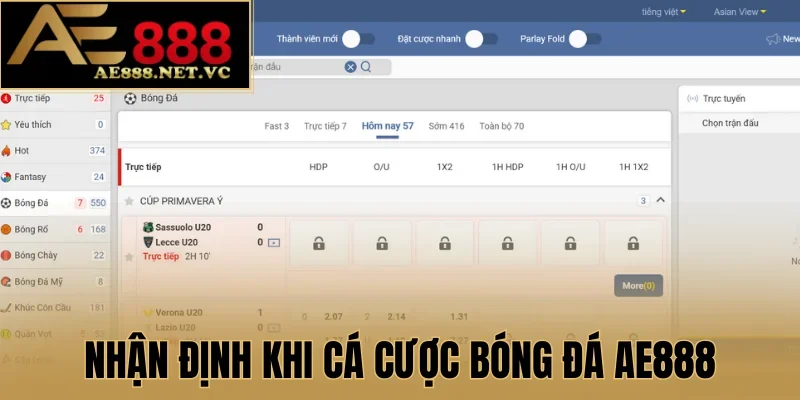 Nhận định khi cá cược bóng đá AE888