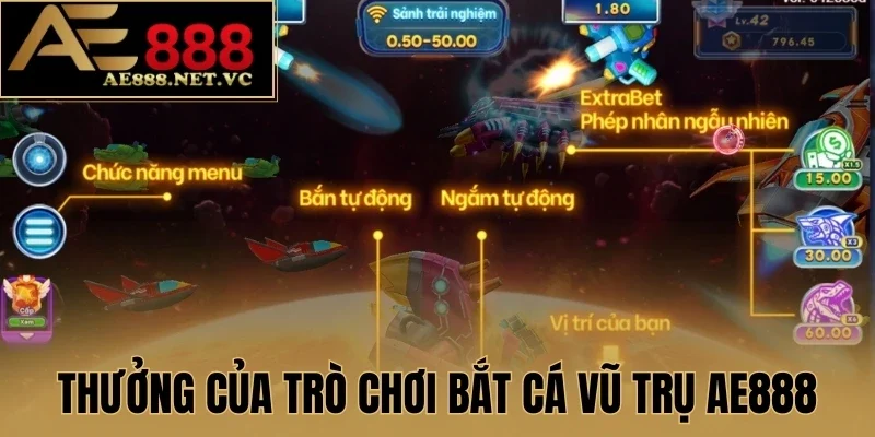 Thưởng của trò chơi Bắt Cá Vũ Trụ AE888